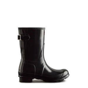 Black Hunter Original Back Adjustable Short Gloss Rain Boots Rain Boots | DMGPUZ-025