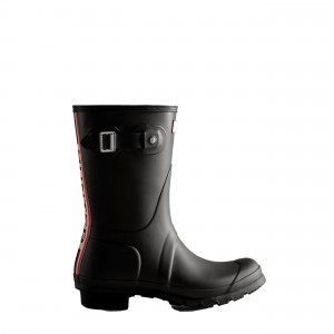 Black Hunter Original Tri-Colour Logo Backstrap Short Rain Boots Short Boots | LTFGUI-864