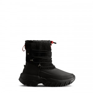 Black Hunter Wanderer Insulated Vegan Shearling Short Snow Boots Insulated Boots | TCSHGB-176