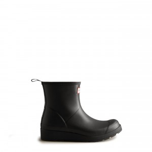 Black / White Hunter PLAY HUNTER Backstrap Short Rain Boots Rain Boots | MRUCHO-695