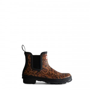 Brown / Black Hunter Original Leopard Print Chelsea Boots Ankle Boots | SRIAET-615