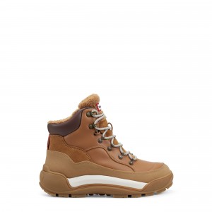 Brown / Brown / White Hunter Explorer Leather Boots Ankle Boots | JDNOMQ-217