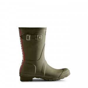 Green Hunter Original Tri-Colour Logo Backstrap Short Rain Boots Short Boots | MRBSOX-561