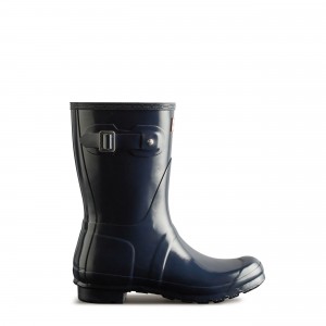 Navy Hunter Original Short Gloss Rain Boots Rain Boots | THAXEM-256