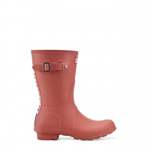 Red Hunter Original Tri-Colour Logo Backstrap Short Rain Boots Rain Boots | LWPURY-354