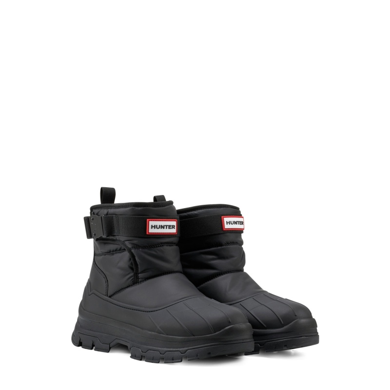 Black Hunter Buckle Short Snow Boots Insulated Boots | FSZYNR-164