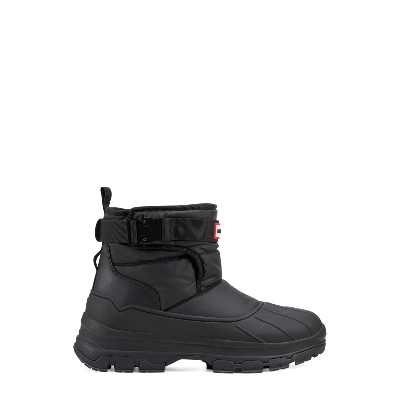 Black Hunter Buckle Short Snow Boots Insulated Boots | FSZYNR-164