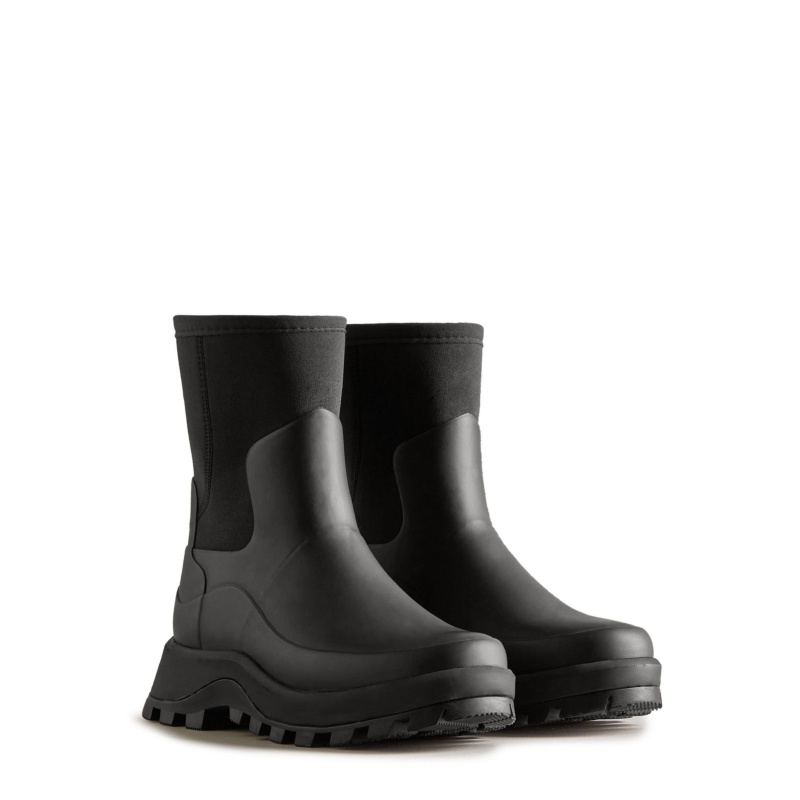 Black Hunter City Explorer Neoprene Short Boots Rain Boots | AUJTEC-732