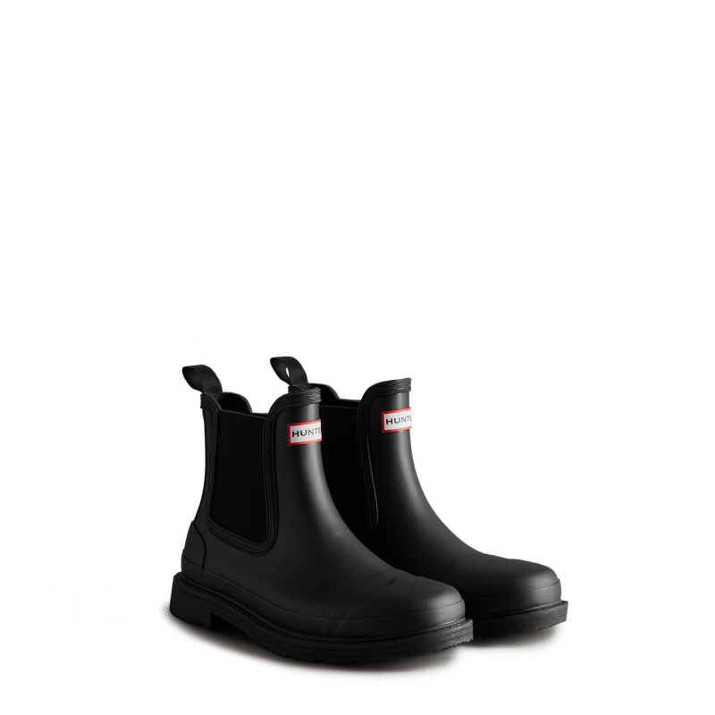 Black Hunter Commando Chelsea Boots Ankle Boots | GSYLOJ-418