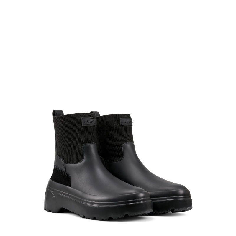 Black Hunter Flatform Chelsea Boots Ankle Boots | WNLSEY-260