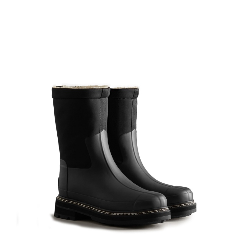 Black Hunter Insulated Refined Knit Rain Boots Short Boots | OCPDVI-731