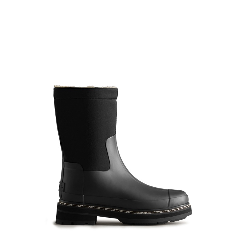 Black Hunter Insulated Refined Knit Rain Boots Insulated Boots | XVJIHD-279