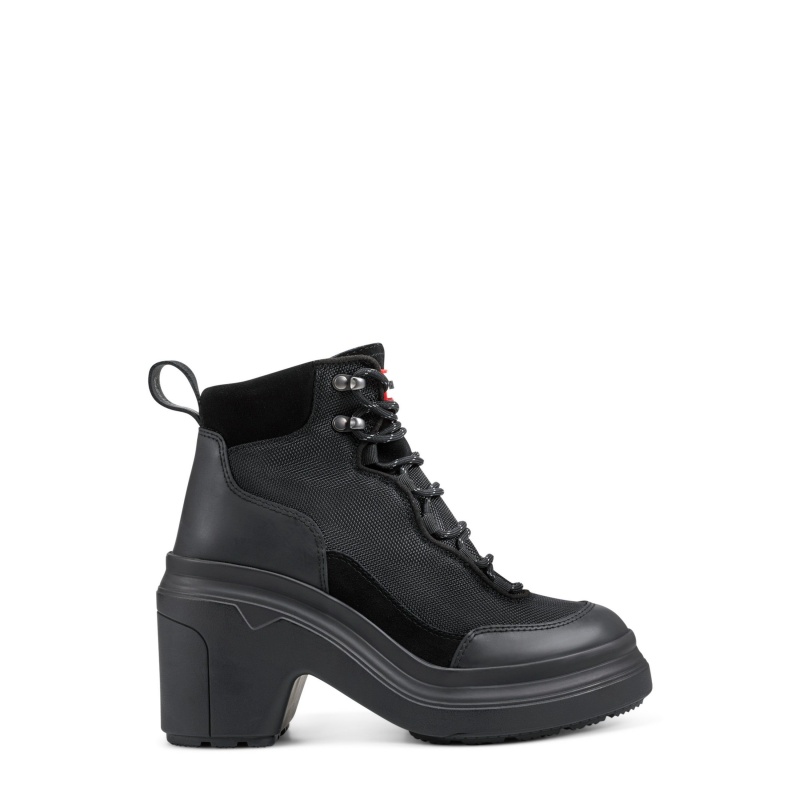 Black Hunter Nylon Ankle Heeled Boots Ankle Boots | CMJEFU-803