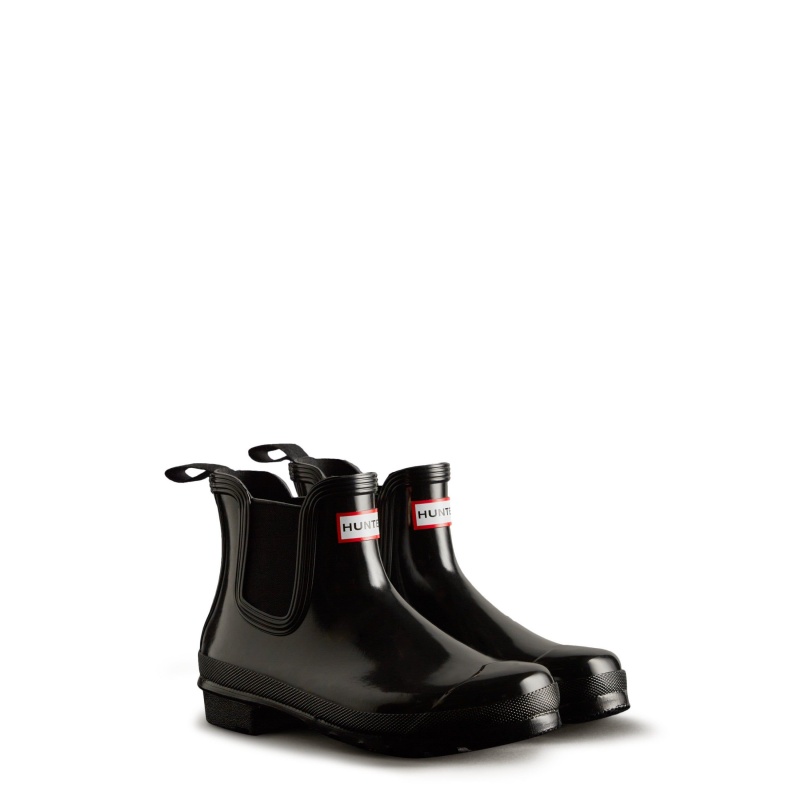 Black Hunter Original Gloss Chelsea Boots Ankle Boots | OMAGKJ-567