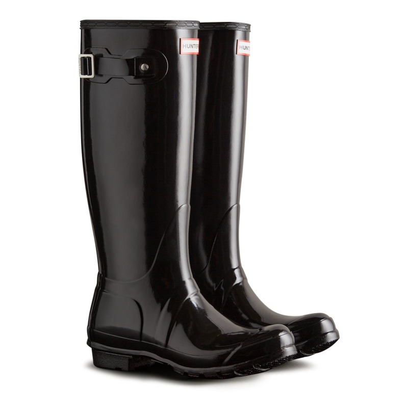 Black Hunter Original Tall Gloss Rain Boots Tall Boots | ZUMWHQ-149