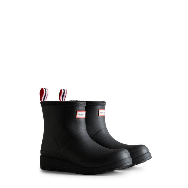 Black Hunter PLAY Insulated Vegan Shearling Short Rain Boots Short Boots | OQUXML-063