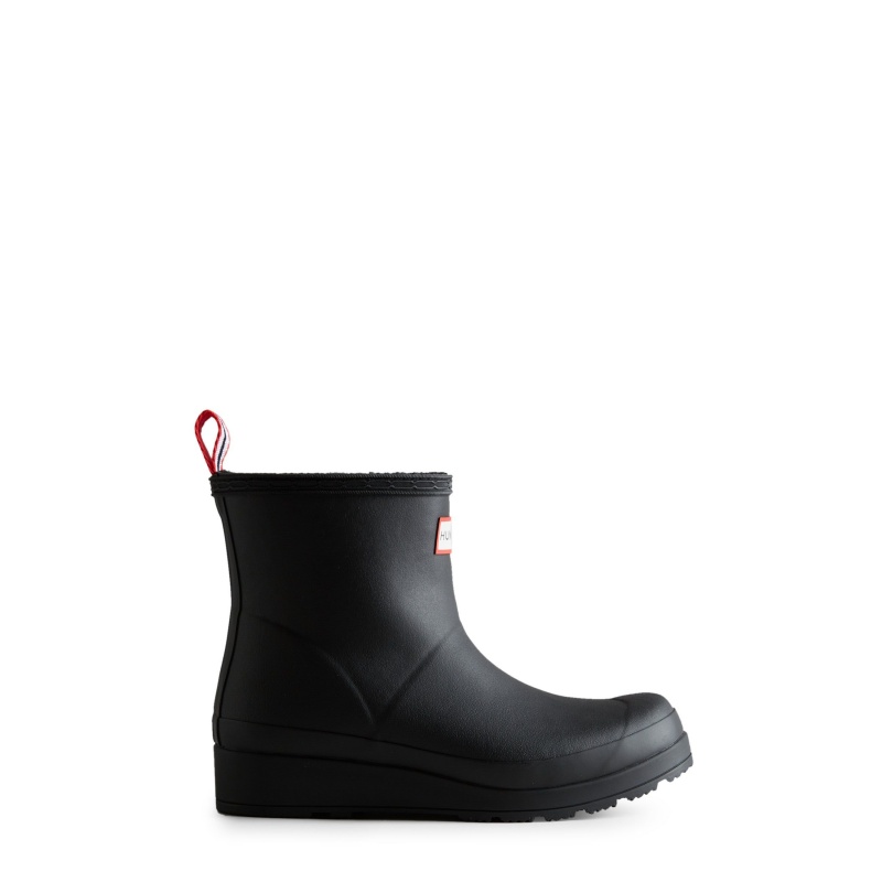 Black Hunter PLAY Insulated Vegan Shearling Short Rain Boots Short Boots | OQUXML-063