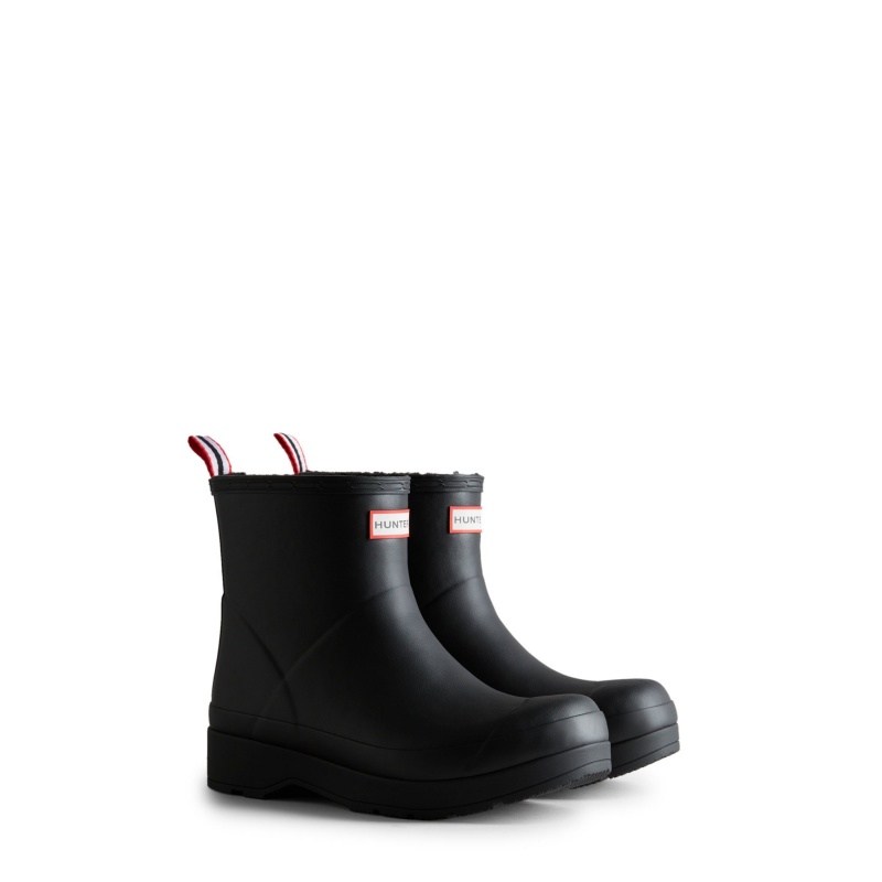 Black Hunter PLAY Insulated Vegan Shearling Short Rain Boots Snow Boots | XGZMUE-940