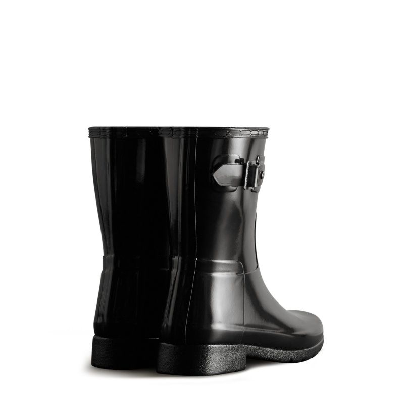 Black Hunter Refined Slim Fit Short Gloss Rain Boots Short Boots | IFSTKN-496