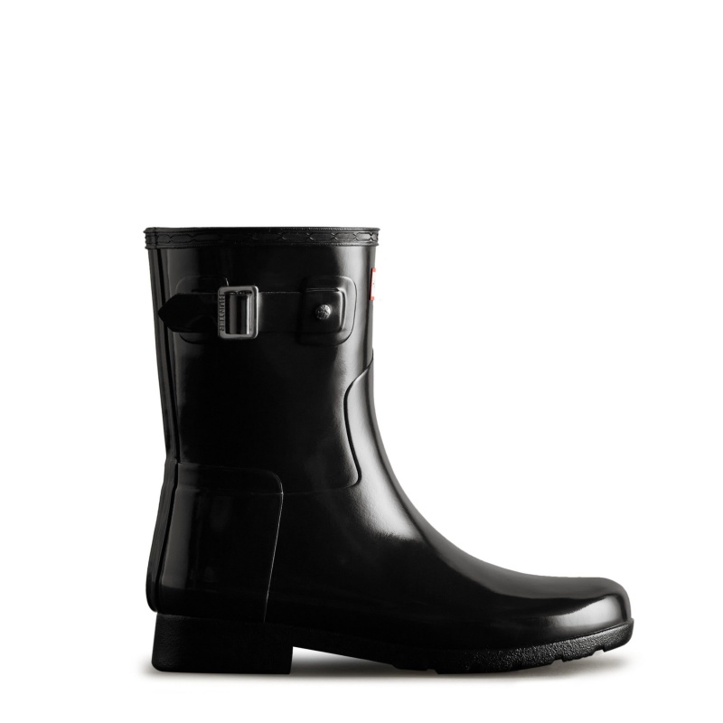 Black Hunter Refined Slim Fit Short Gloss Rain Boots Rain Boots | AIQPEW-248