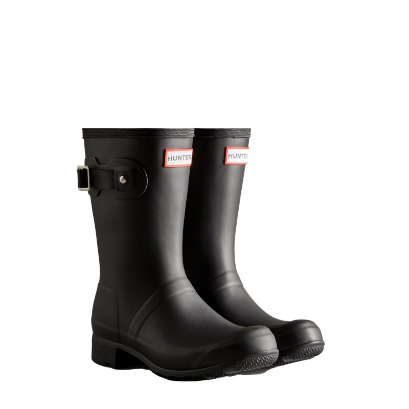 Black Hunter Tour Foldable Short Rain Boots Rain Boots | RDFAGM-052