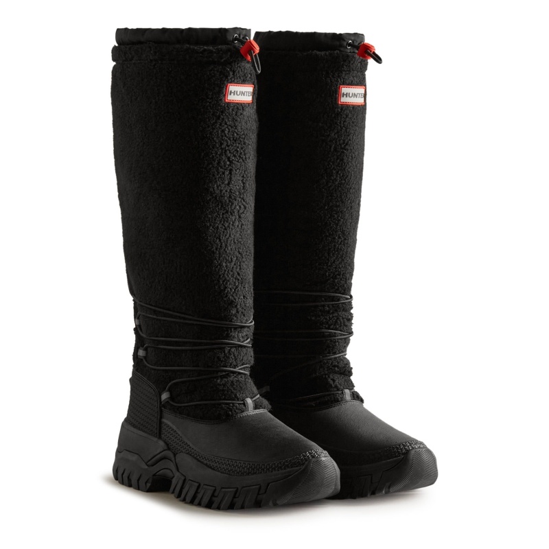 Black Hunter Wanderer Insulated Vegan Shearling Tall Snow Boots Insulated Boots | MSPDUX-157