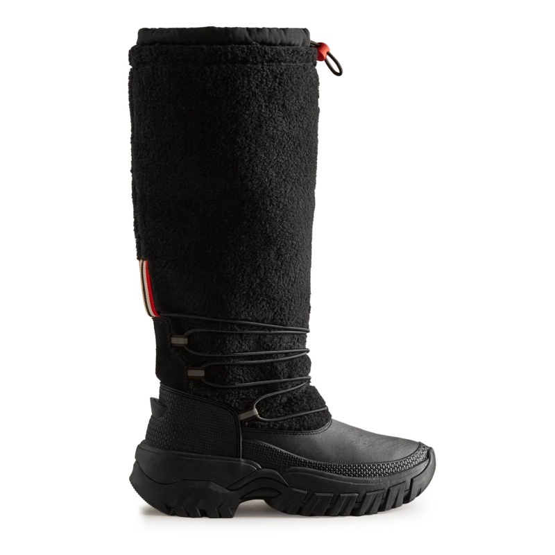 Black Hunter Wanderer Insulated Vegan Shearling Tall Snow Boots Insulated Boots | MSPDUX-157