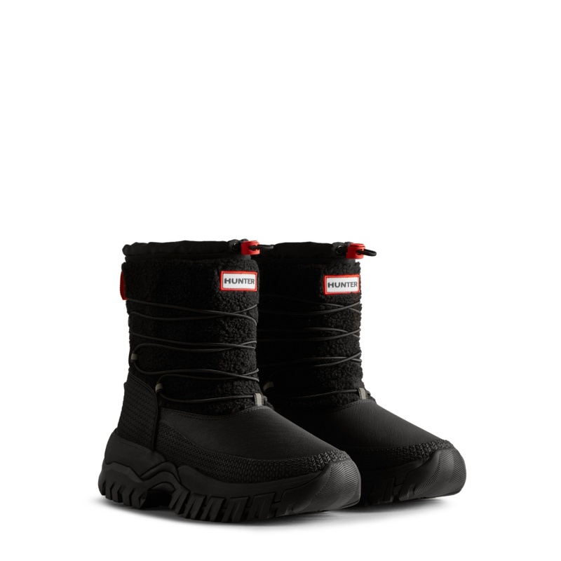 Black Hunter Wanderer Insulated Vegan Shearling Short Snow Boots Insulated Boots | TCSHGB-176