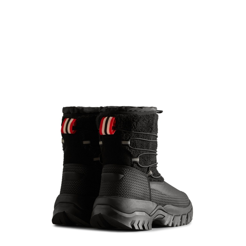 Black Hunter Wanderer Insulated Vegan Shearling Short Snow Boots Insulated Boots | TCSHGB-176