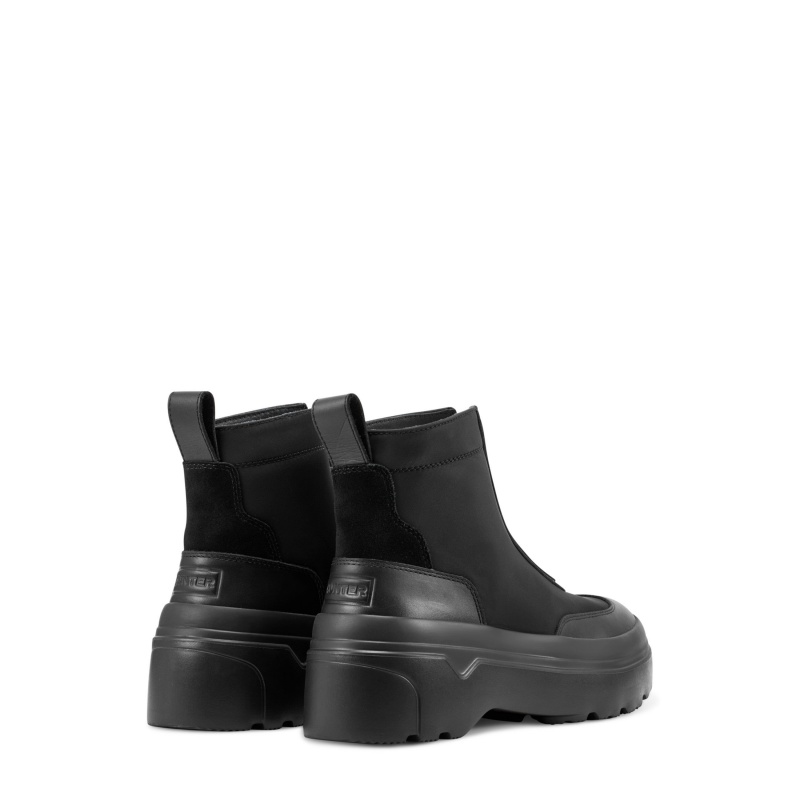 Black Hunter Zip Ankle Flatform Boots Ankle Boots | PJZETI-852