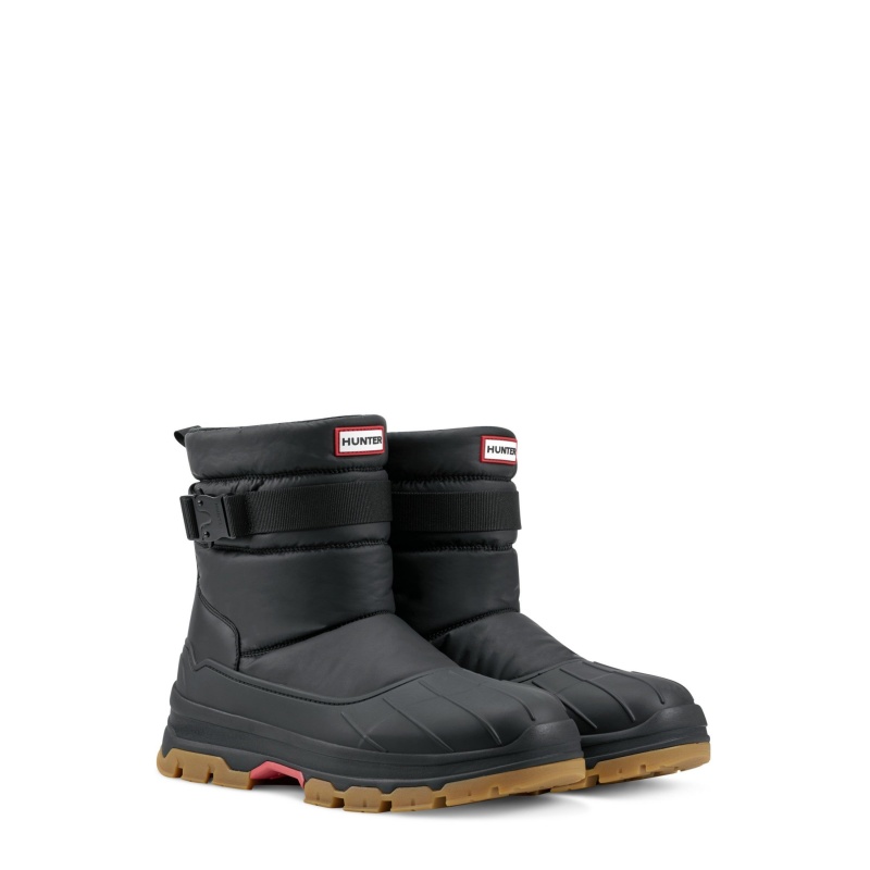 Black / Beige Hunter Short Buckle Snow Boots Snow Boots | CPWGFD-806