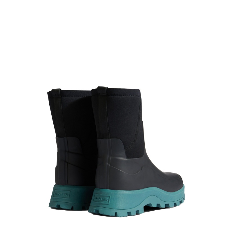 Black / Turquoise Hunter City Explorer Neoprene Short Boots Rain Boots | ILKBRW-310