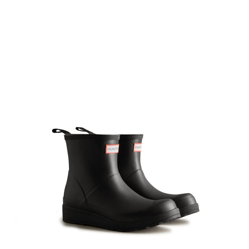 Black / White Hunter PLAY HUNTER Backstrap Short Rain Boots Rain Boots | MRUCHO-695