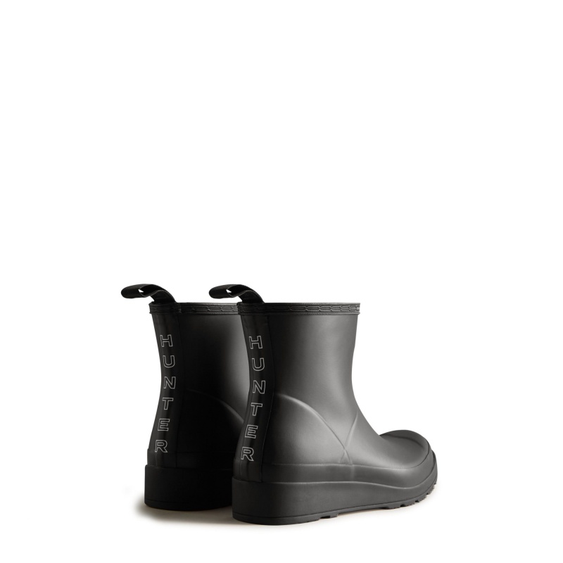 Black / White Hunter PLAY HUNTER Backstrap Short Rain Boots Rain Boots | MRUCHO-695