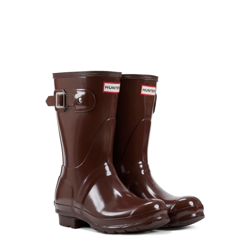 Brown Hunter Original Short Gloss Rain Boots Short Boots | PRVONQ-187