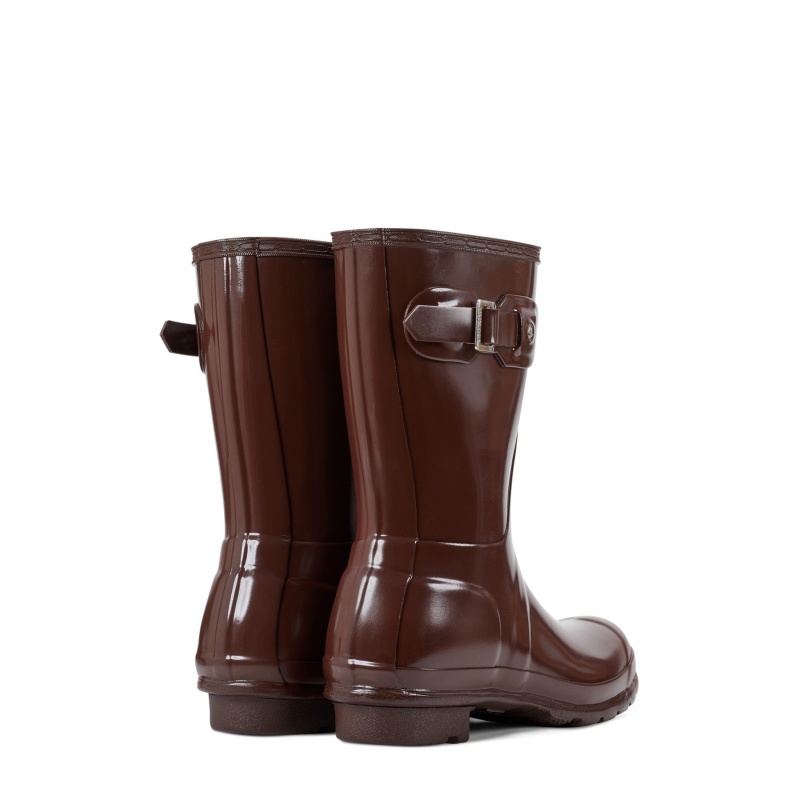 Brown Hunter Original Short Gloss Rain Boots Rain Boots | SMCNAQ-562