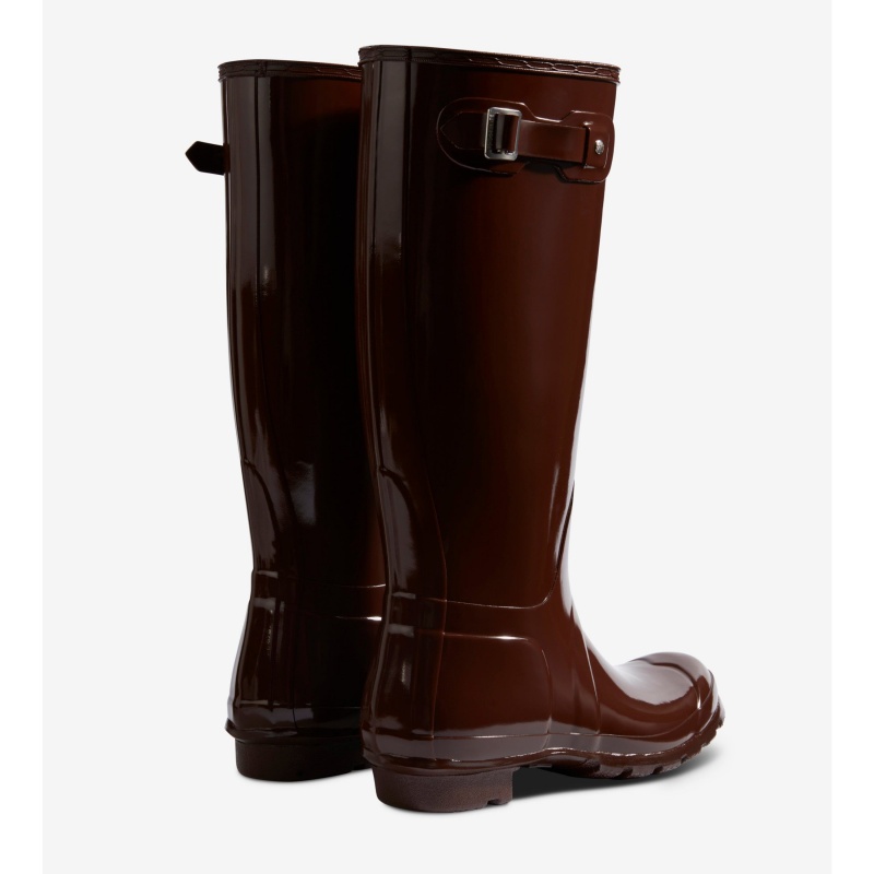 Brown Hunter Original Tall Gloss Rain Boots Tall Boots | ZIGMKV-709