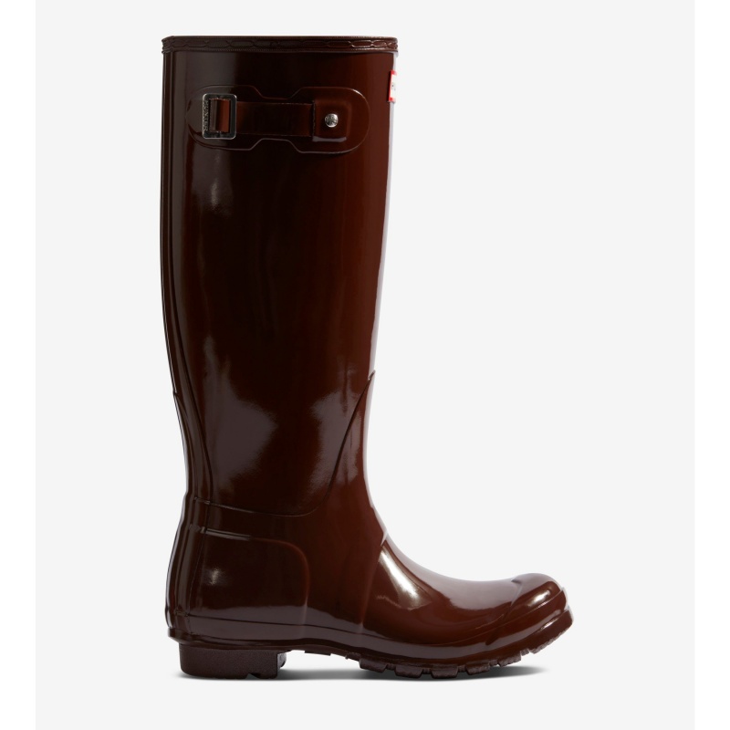 Brown Hunter Original Tall Gloss Rain Boots Tall Boots | ZIGMKV-709