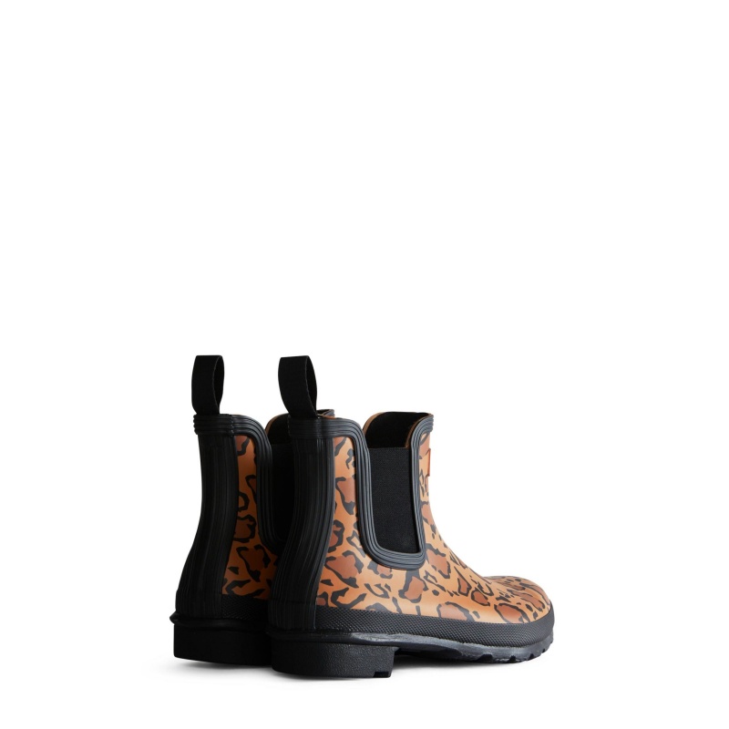 Brown / Black Hunter Original Leopard Print Chelsea Boots Ankle Boots | SRIAET-615