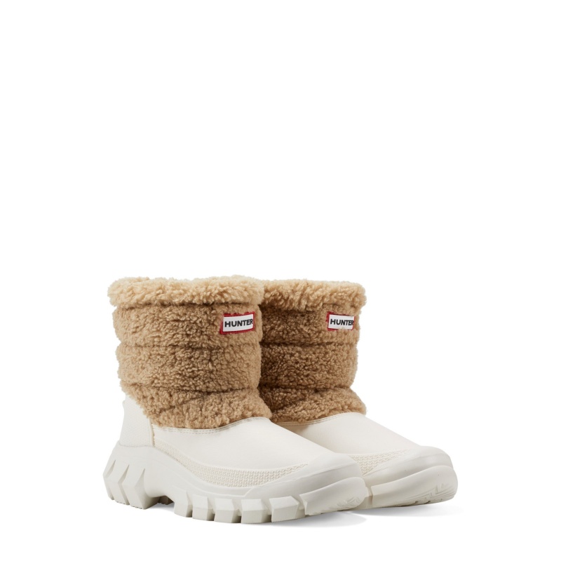 Brown / White Hunter Boucle Short Snow Boots Insulated Boots | VSZWKB-957