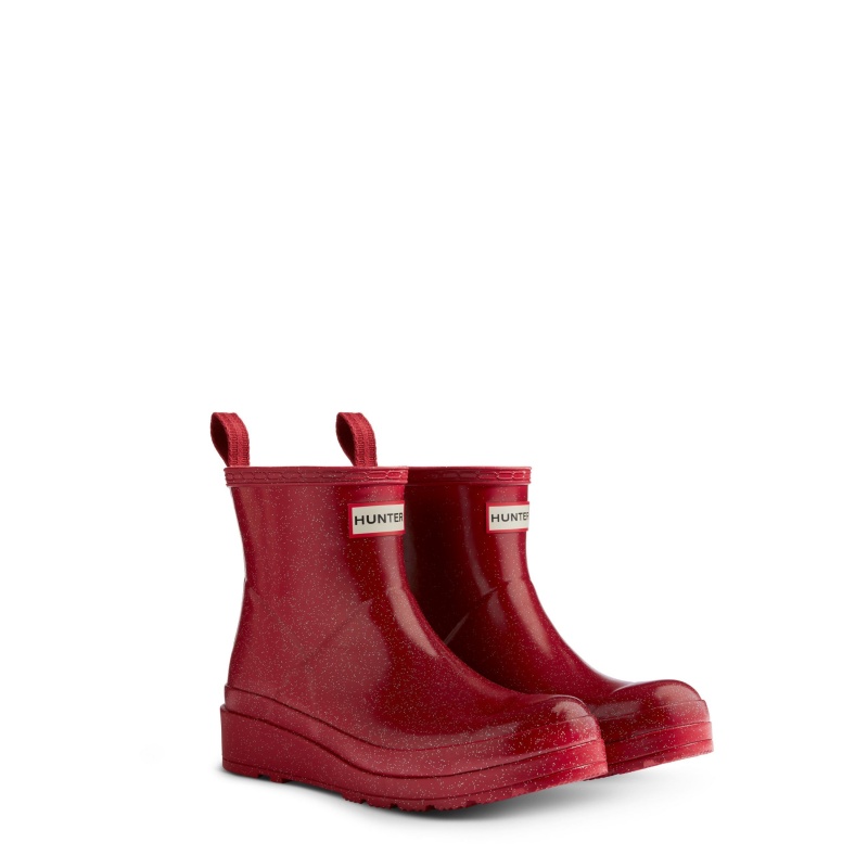 Burgundy Hunter PLAY Starcloud Glitter Short Rain Boots Short Boots | YWCMPF-540