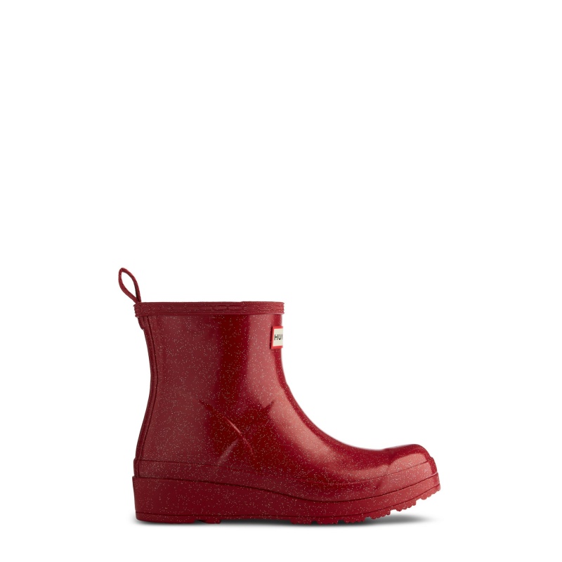 Burgundy Hunter PLAY Starcloud Glitter Short Rain Boots Short Boots | YWCMPF-540