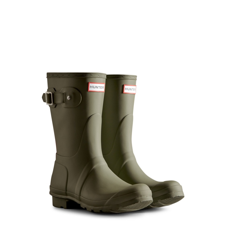 Green Hunter Original Tri-Colour Logo Backstrap Short Rain Boots Short Boots | MRBSOX-561