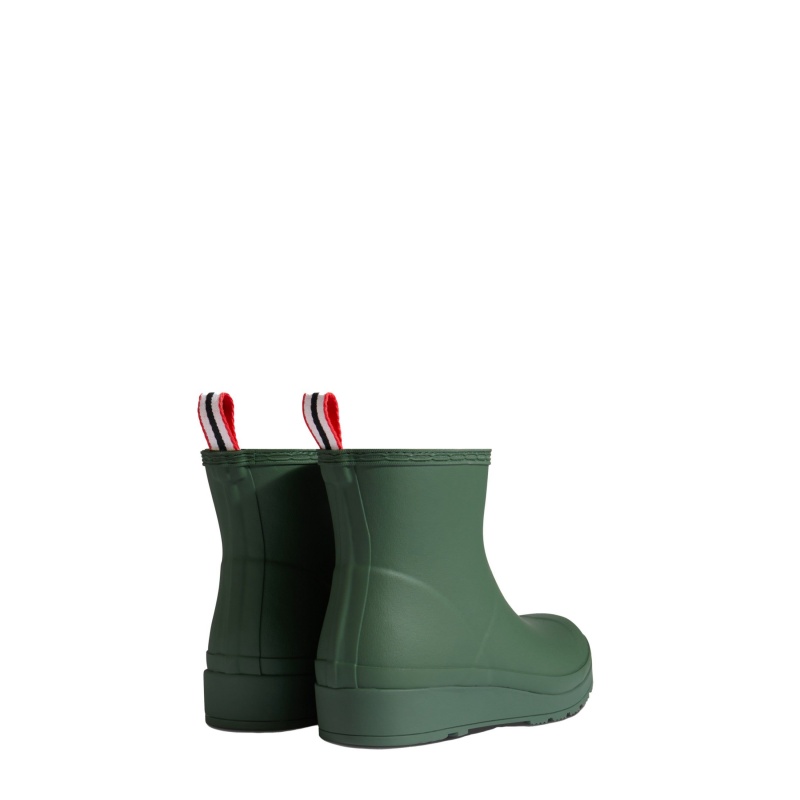 Green / White Hunter PLAY Insulated Vegan Shearling Short Rain Boots Short Boots | QEBKUX-263