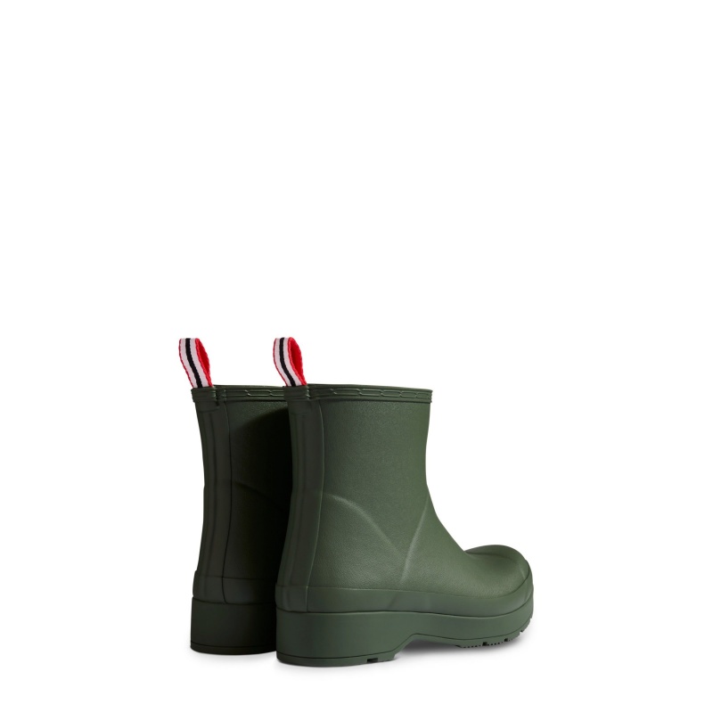 Green / White Hunter PLAY Insulated Vegan Shearling Short Rain Boots Snow Boots | CTVMIS-941