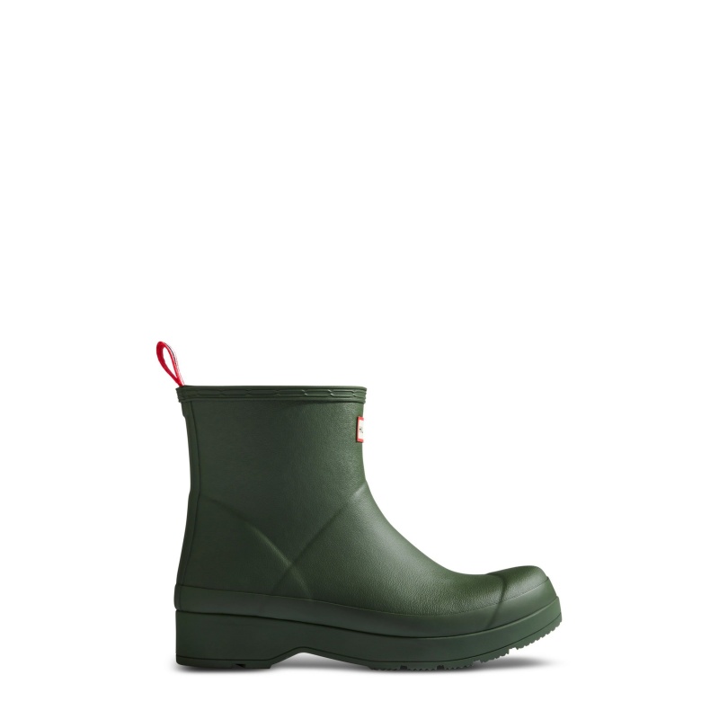 Green / White Hunter PLAY Insulated Vegan Shearling Short Rain Boots Snow Boots | CTVMIS-941