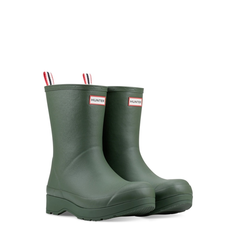 Green / White Hunter PLAY Insulated Vegan Shearling Mid Rain Boots Snow Boots | VFHTUJ-135