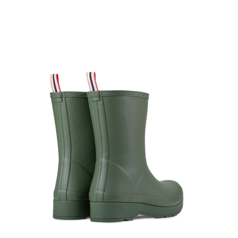 Green / White Hunter PLAY Insulated Vegan Shearling Mid Rain Boots Snow Boots | VFHTUJ-135