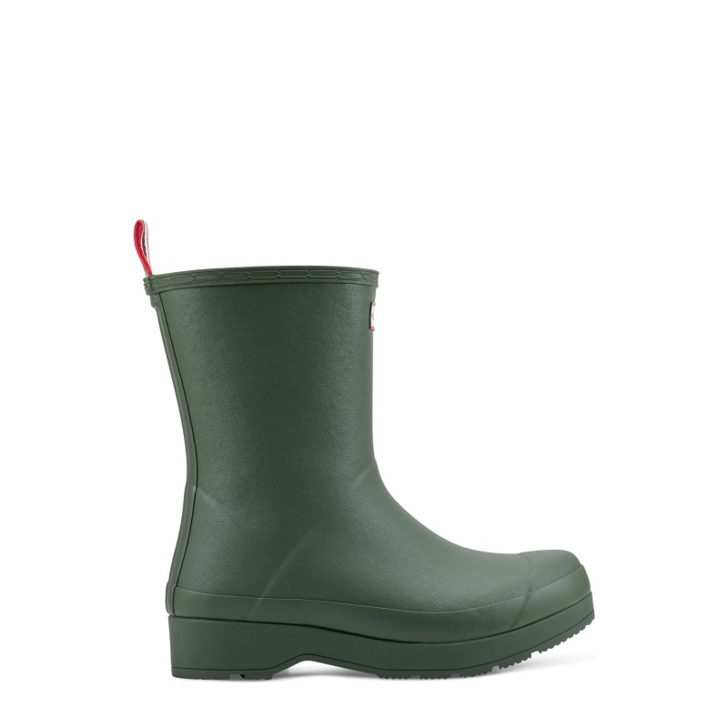 Green / White Hunter PLAY Insulated Vegan Shearling Mid Rain Boots Snow Boots | VFHTUJ-135