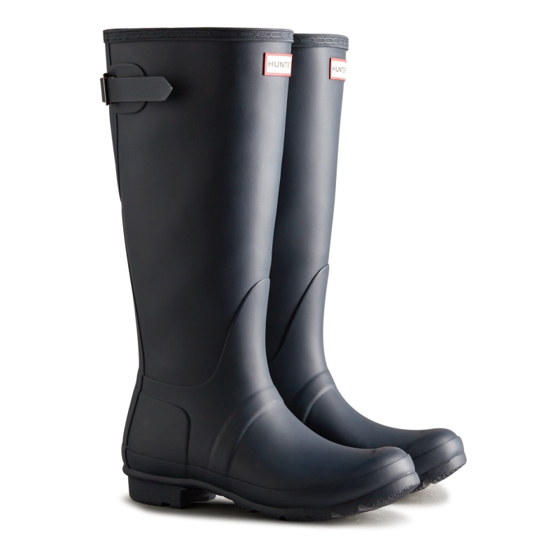 Navy Hunter Original Back Adjustable Tall Rain Boots Rain Boots | QLKJPY-103